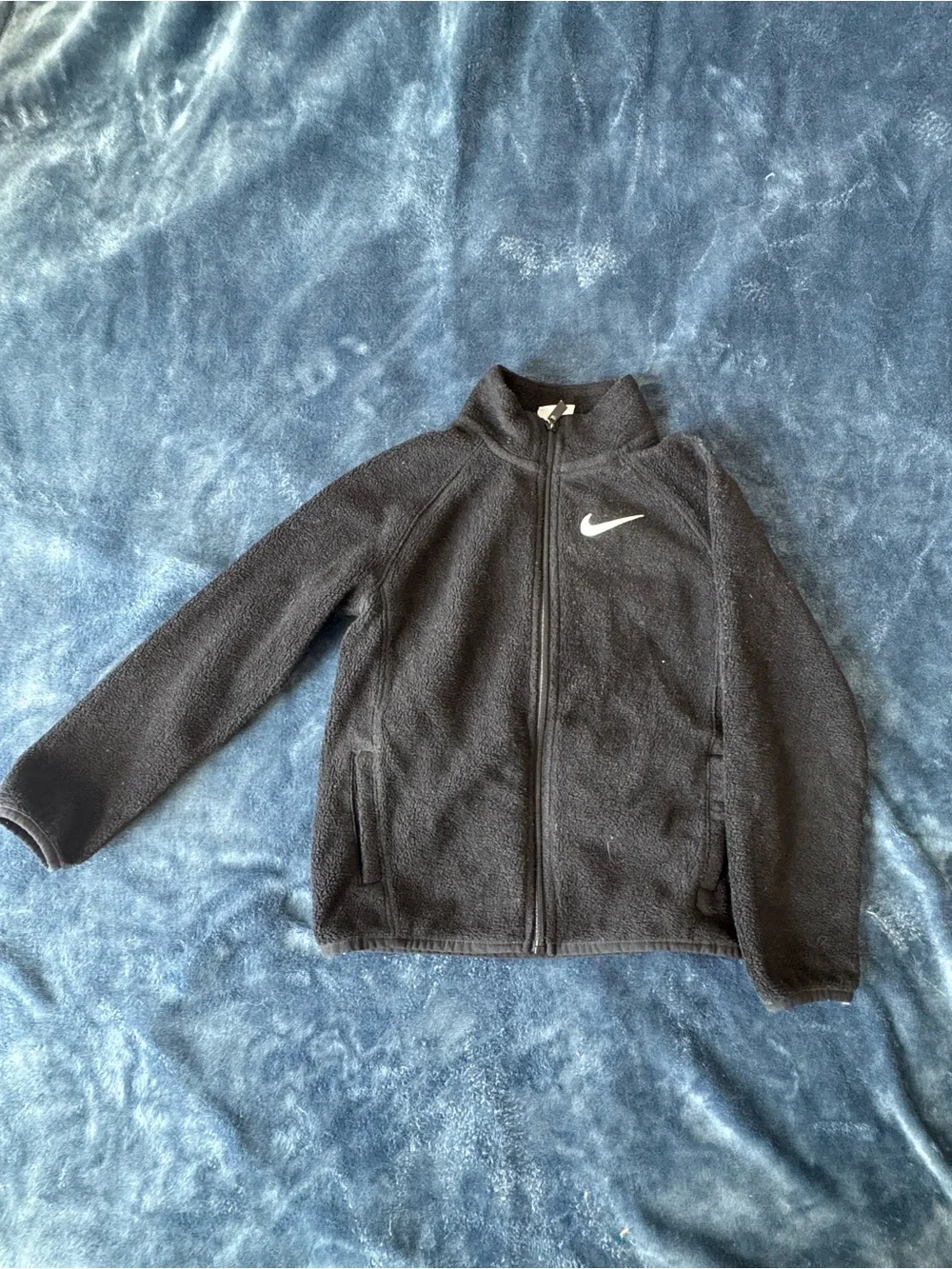 Nike Kids Black Full-Zip Puffer-Style Fleece Jacket